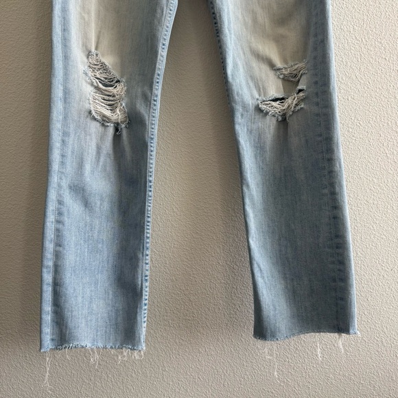 Mother High Waisted Rider Ankle Fray in Island Afterhours Raw Hem Light Wash - Picture 6 of 16